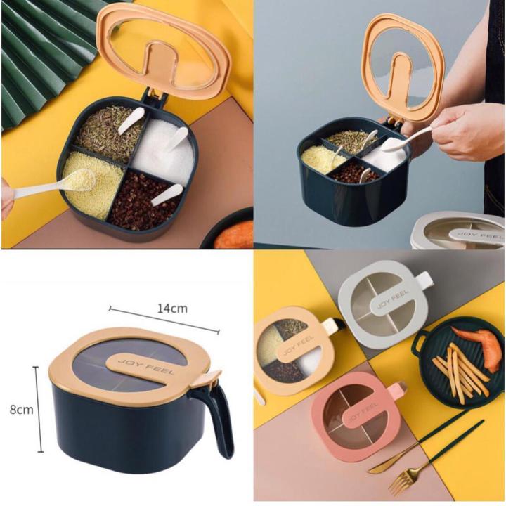 Plastic 4 Containers Spice Box - Multicolor (P-3166)